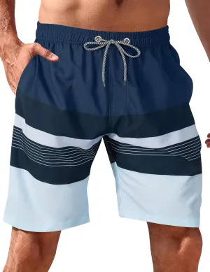 BOJIN Mens Swim Trunks 9" Quick Dry Stretch Swim Shorts Mesh Lining Bathing Suits Swimwear Beach Shorts with Pockets