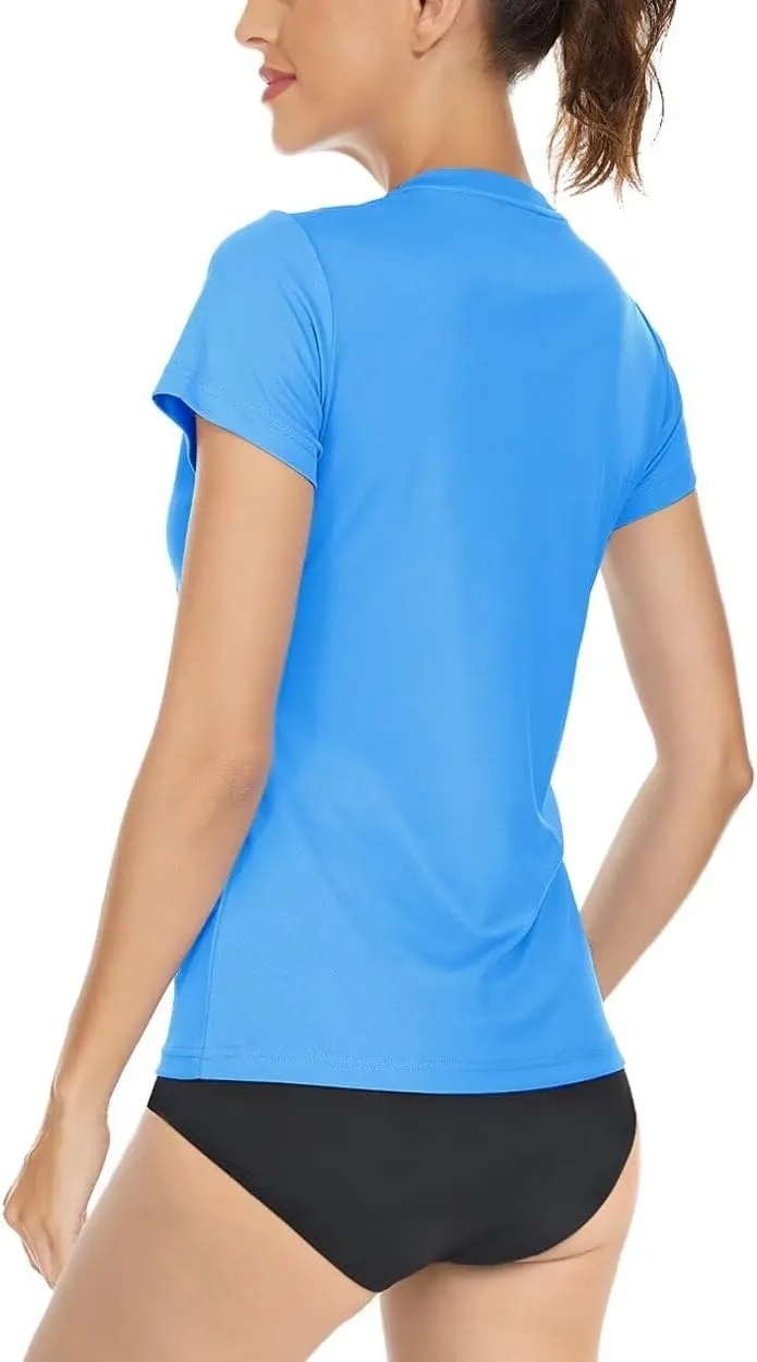 Boladeci Women's UPF 50  Sun Shirts UV Protection Short Sleeve Rash Guard Quick Dry Swim Hiking Tshirts Athletic Workout Tops