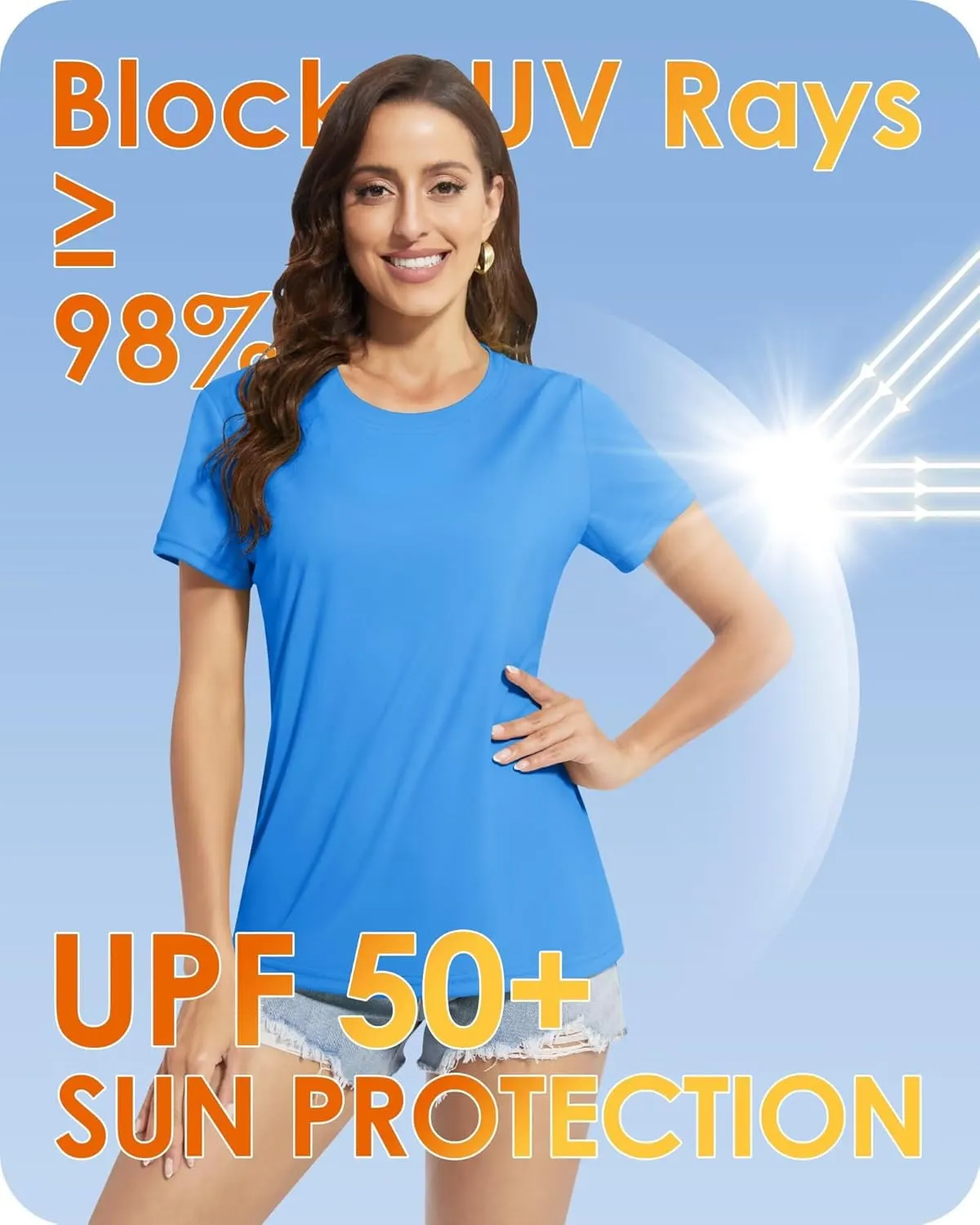 Boladeci Women's UPF 50  Sun Shirts UV Protection Short Sleeve Rash Guard Quick Dry Swim Hiking Tshirts Athletic Workout Tops