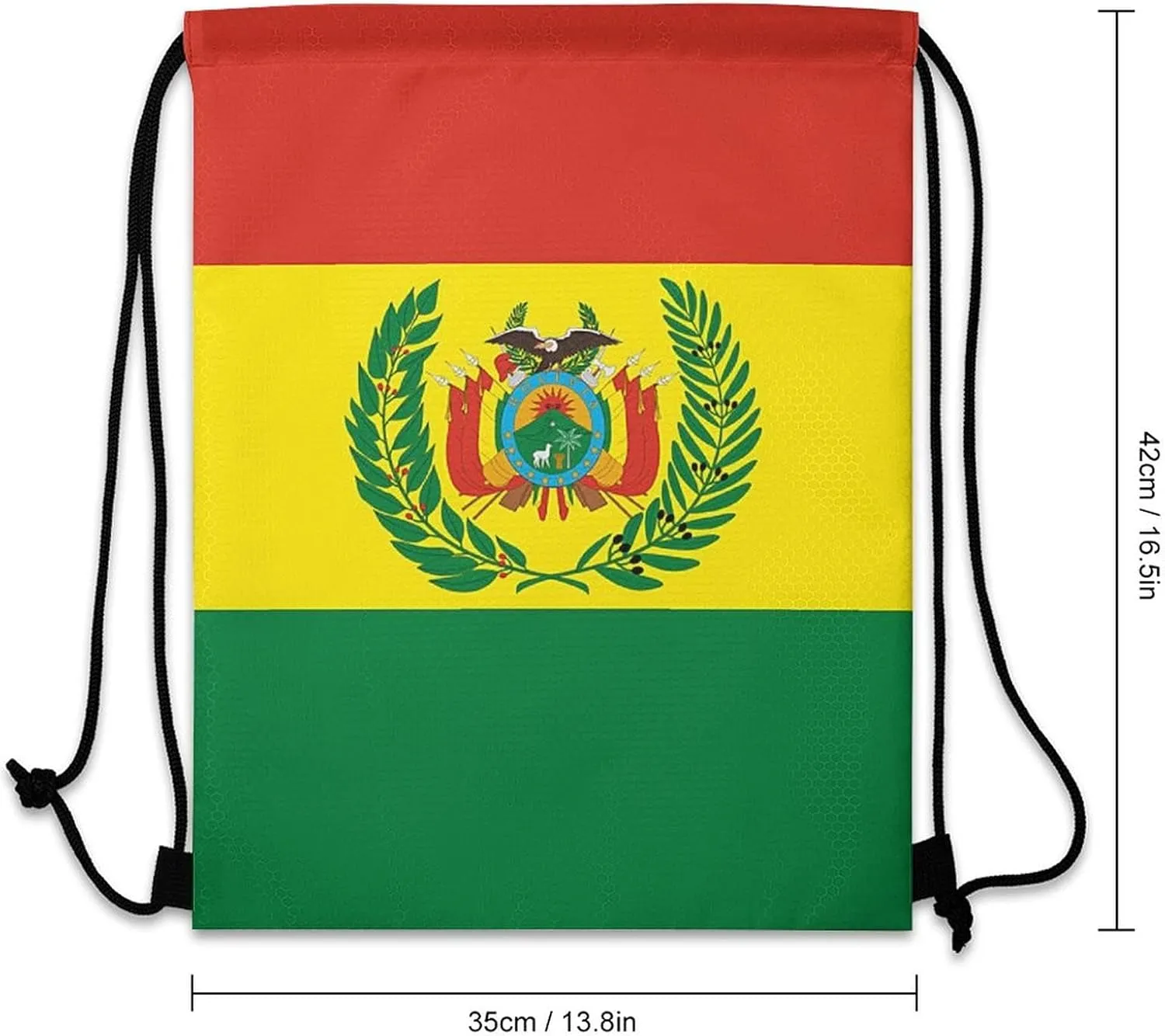 Bolivia Flag Drawstring Backpack Sports Gym Sackpack Water Resistant String Bag for Women Men