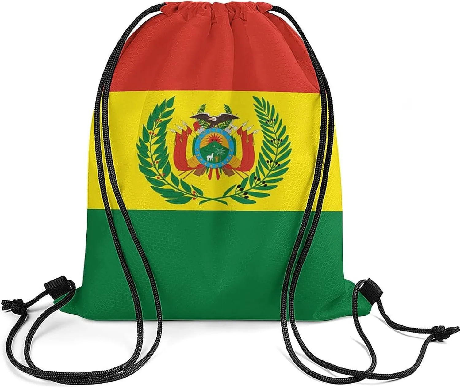Bolivia Flag Drawstring Backpack Sports Gym Sackpack Water Resistant String Bag for Women Men
