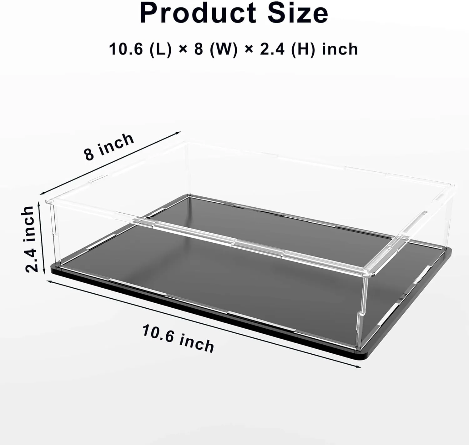 Book Display Case Clear Book Protector Case, Acrylic Display Cover Case for Books, Stamps, Coins, Cards, Photos, Album, Jewellery and Collectibles 10.6 (L) × 8 (W) × 2.4 (H) inch