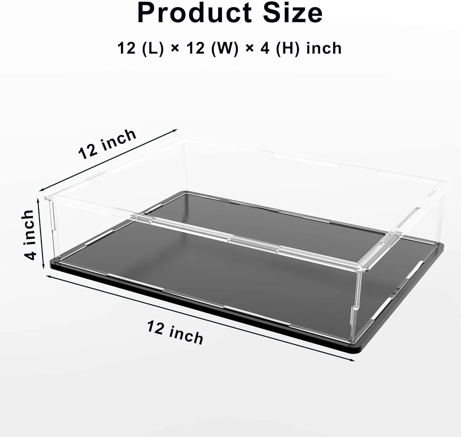 Book Display Case Clear Book Protector Case, Acrylic Display Cover Case for Books, Stamps, Coins, Cards, Photos, Album, Jewellery and Collectibles 12 (L) × 12 (W) × 4 (H) inch