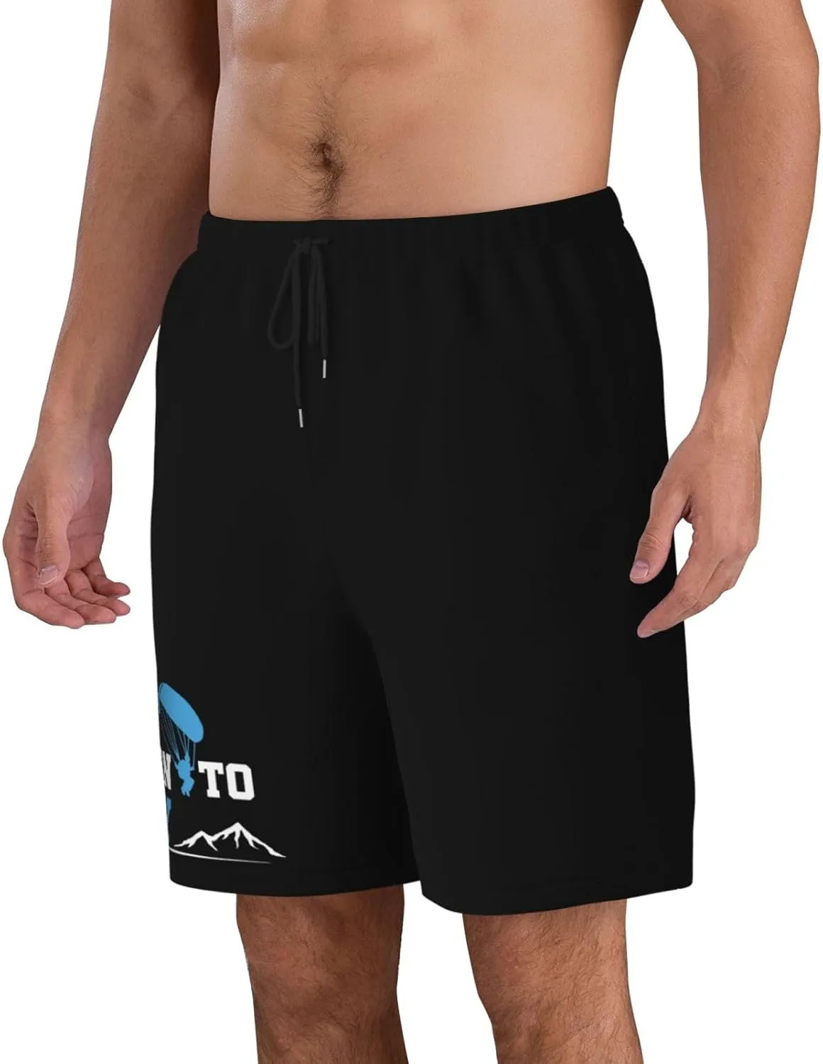 Born to Fly Paragliding Mens Swim Trunks Quick Dry Board Shorts 7" - Hawaii Beach Swimwear