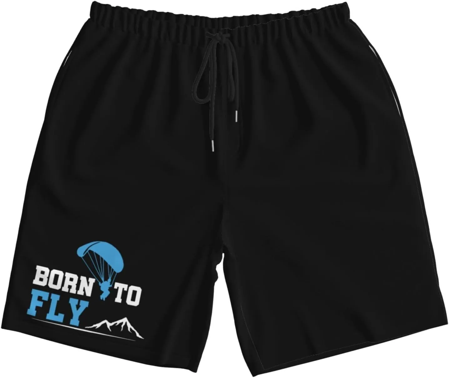 Born to Fly Paragliding Mens Swim Trunks Quick Dry Board Shorts 7" - Hawaii Beach Swimwear