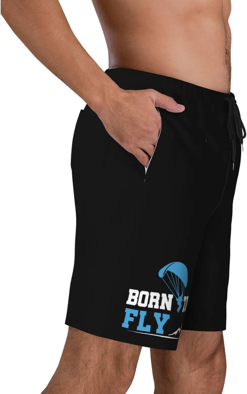 Born to Fly Paragliding Mens Swim Trunks Quick Dry Board Shorts 7" - Hawaii Beach Swimwear