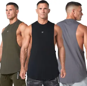 Born Tough Mens Oversized Workout Tank Top & Athletic Cutoff Gym Stringer Tank Top Vest for Training, Bodybuilding & Running