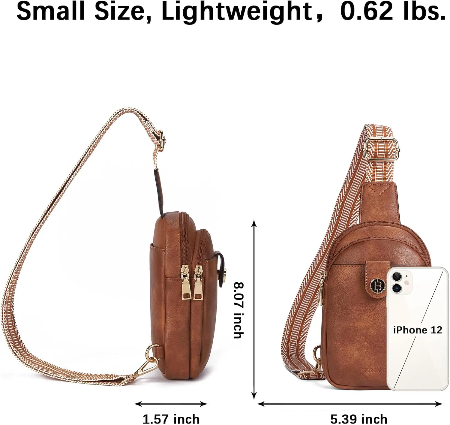 BOSTANTEN Small Sling Bag Crossbody Bags for Women Trendy Crossbody Purse Leather Chest Bag