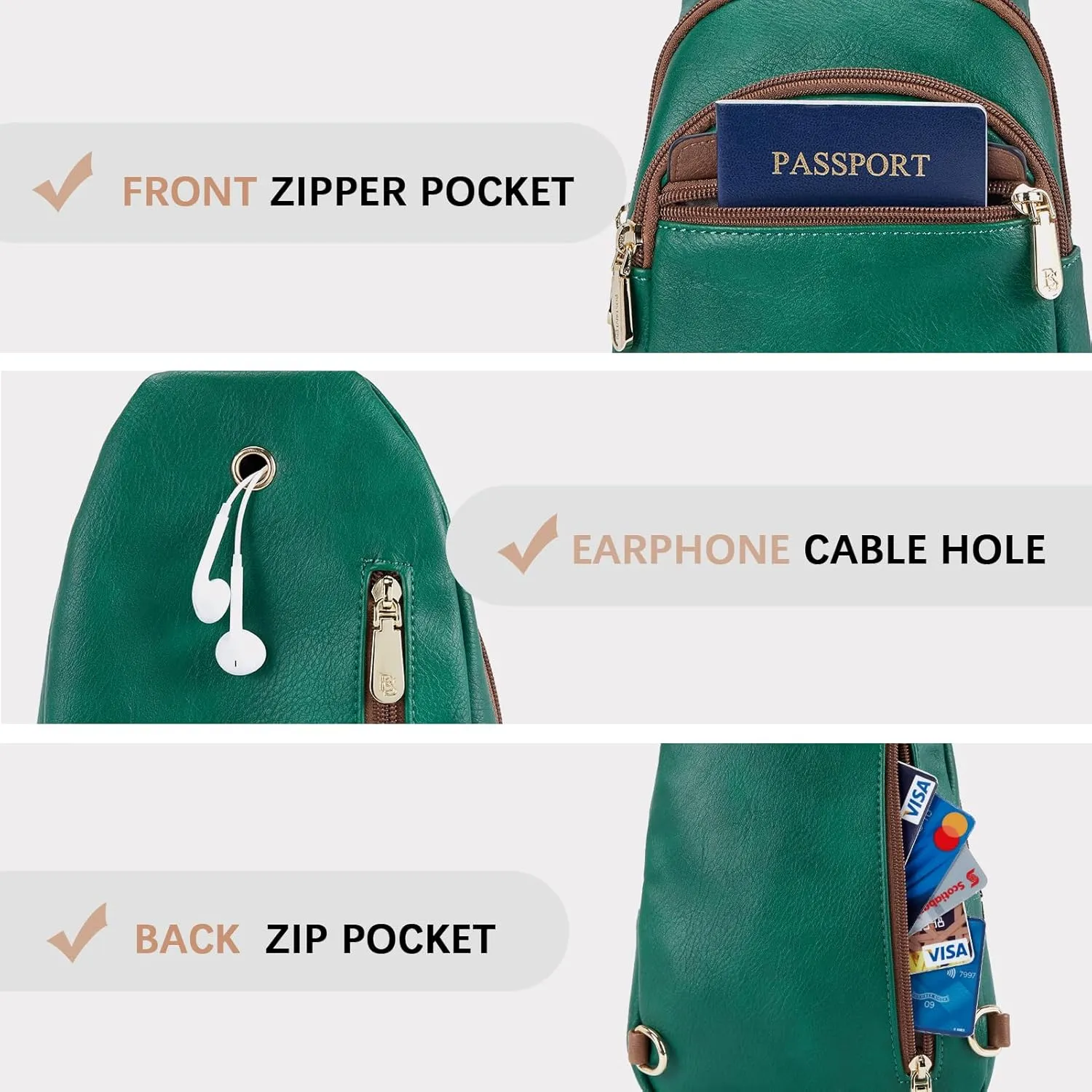 BOSTANTEN Small Sling Bag for Women Leather Crossbody Bags Fanny Pack Chest Bag for Travel