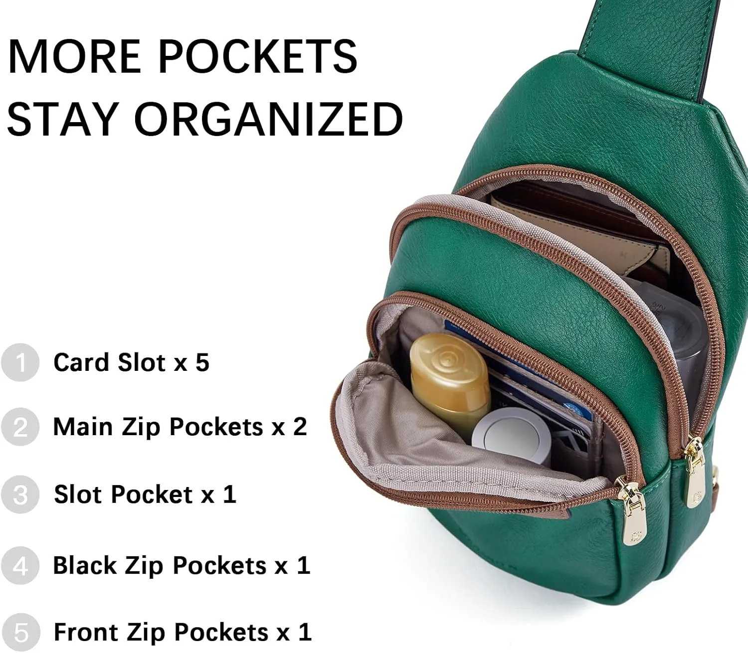 BOSTANTEN Small Sling Bag for Women Leather Crossbody Bags Fanny Pack Chest Bag for Travel