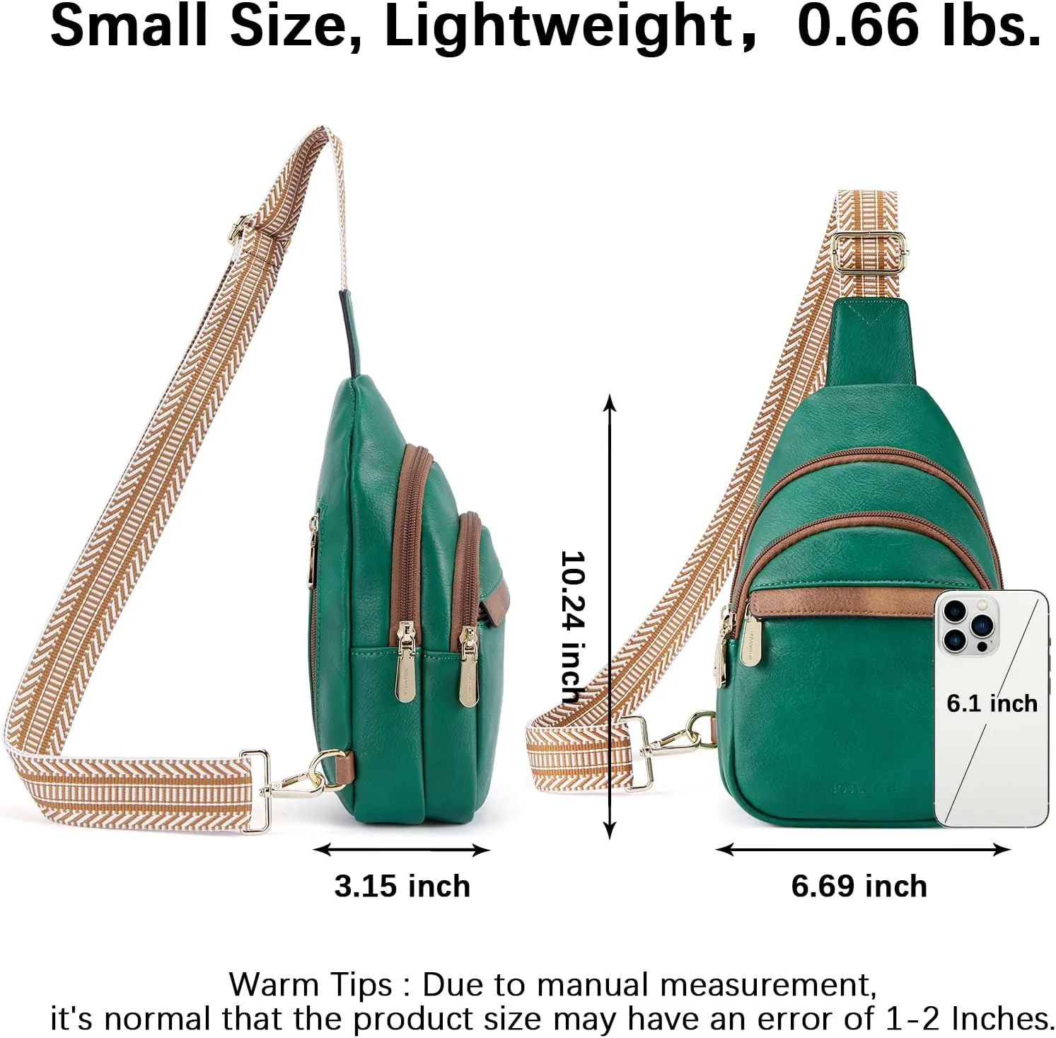 BOSTANTEN Small Sling Bag for Women Leather Crossbody Bags Fanny Pack Chest Bag for Travel