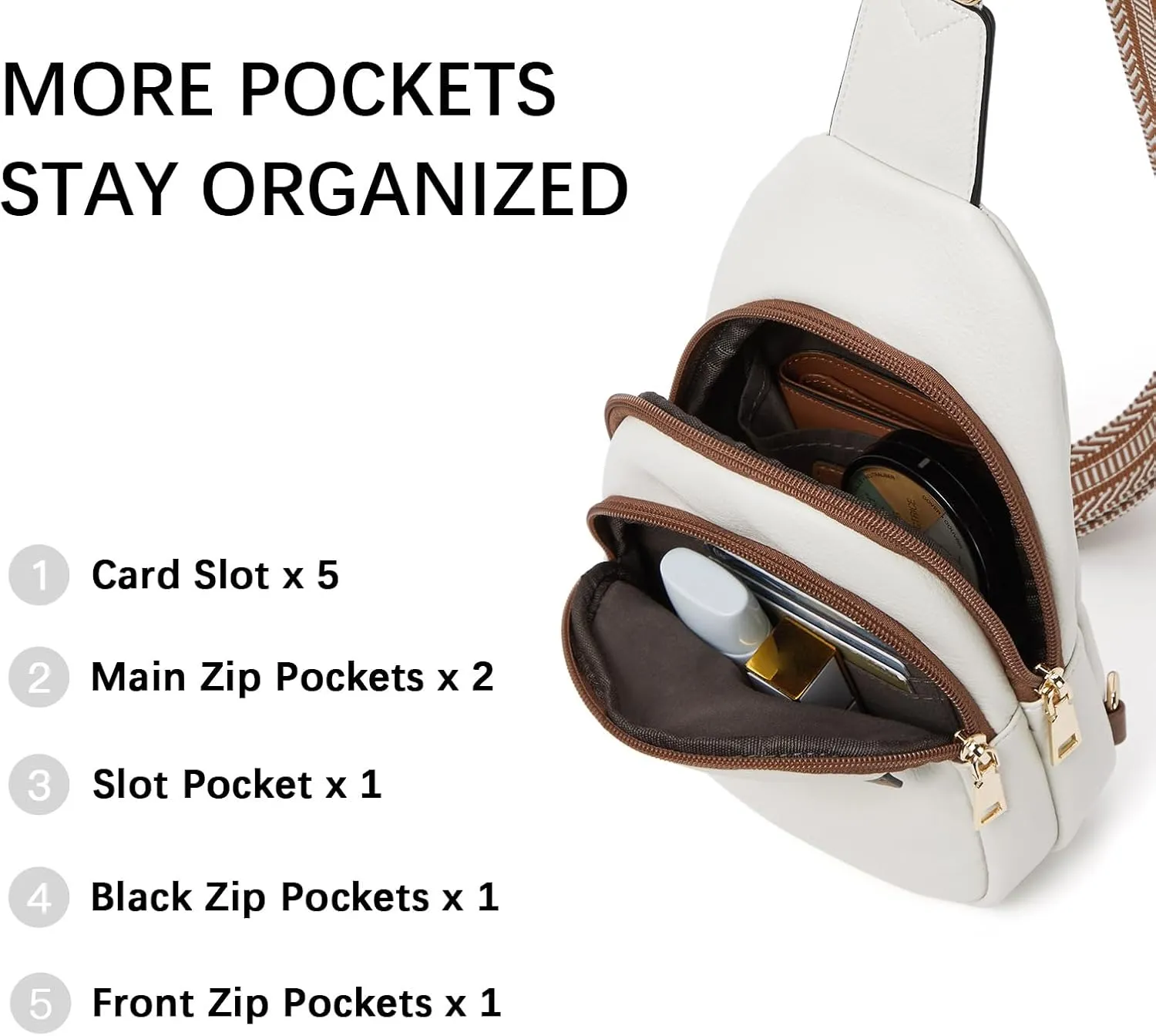 BOSTANTEN Small Sling Bag for Women Leather Fanny Pack Chest Bag