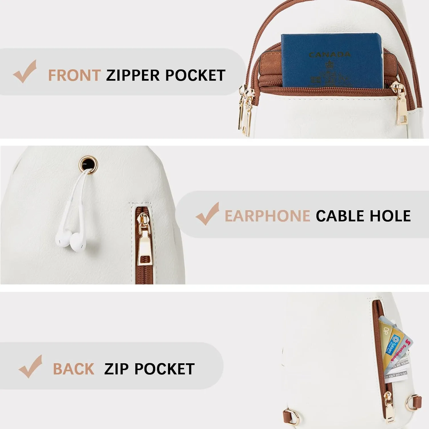 BOSTANTEN Small Sling Bag for Women Leather Fanny Pack Chest Bag