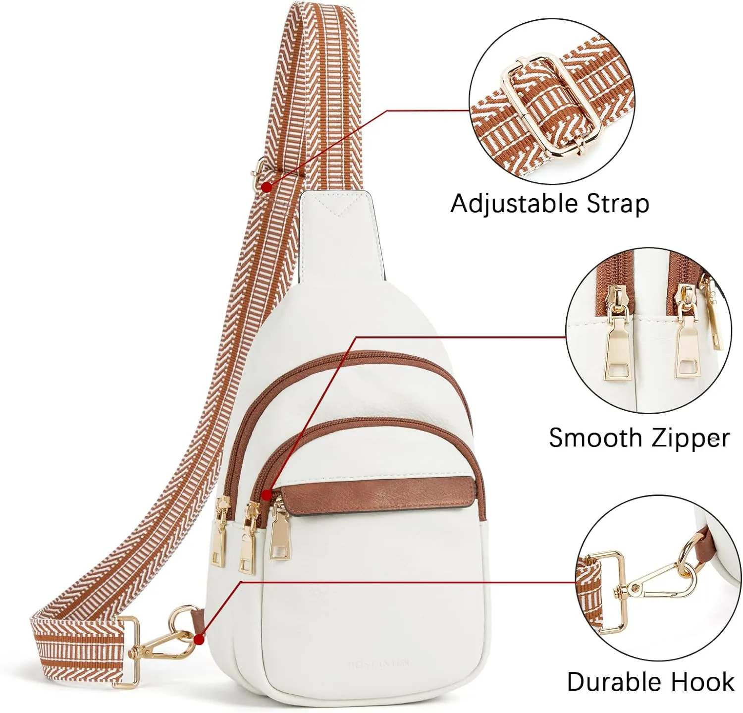 BOSTANTEN Small Sling Bag for Women Leather Fanny Pack Chest Bag