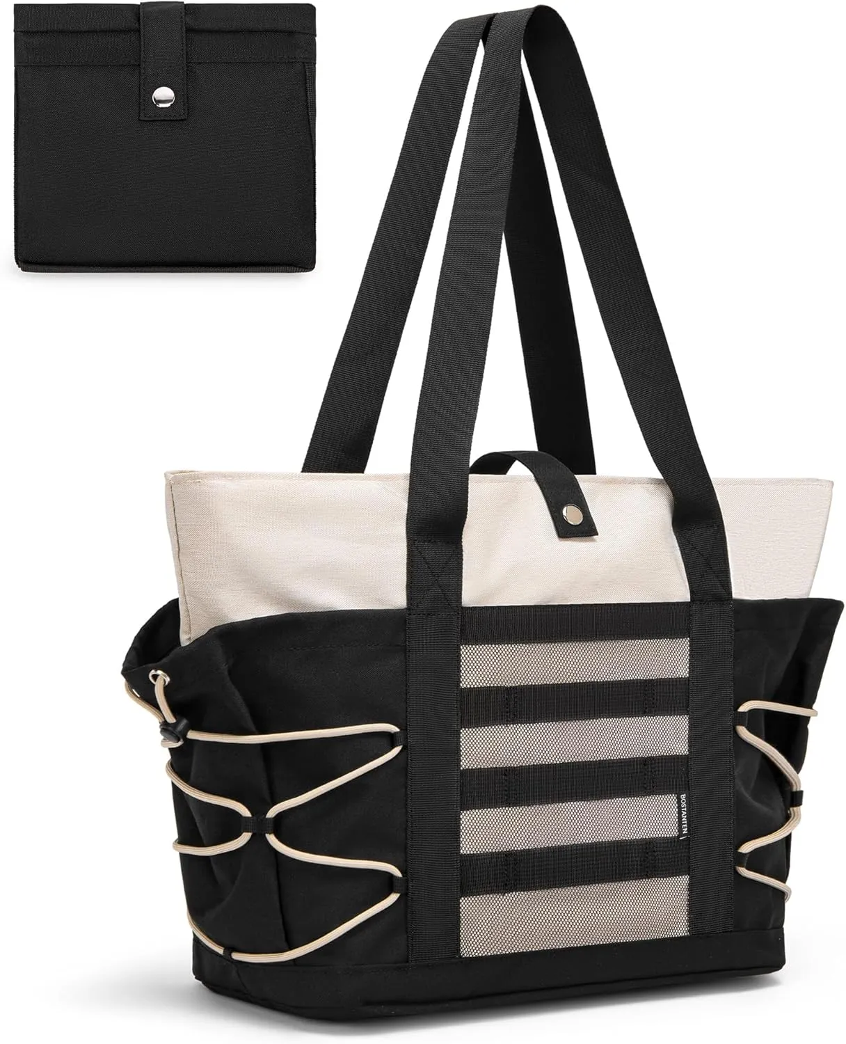 BOSTANTEN Travel Tote Bags for Women Foldable Beach Bag Waterproof Zipper Gym Sports Shopping Bag Trolley Sleeve