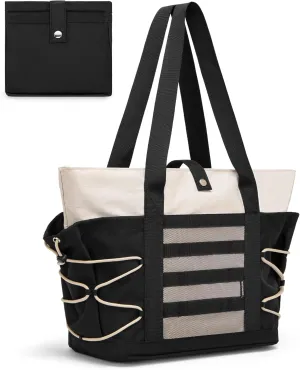 BOSTANTEN Travel Tote Bags for Women Foldable Beach Bag Waterproof Zipper Gym Sports Shopping Bag Trolley Sleeve