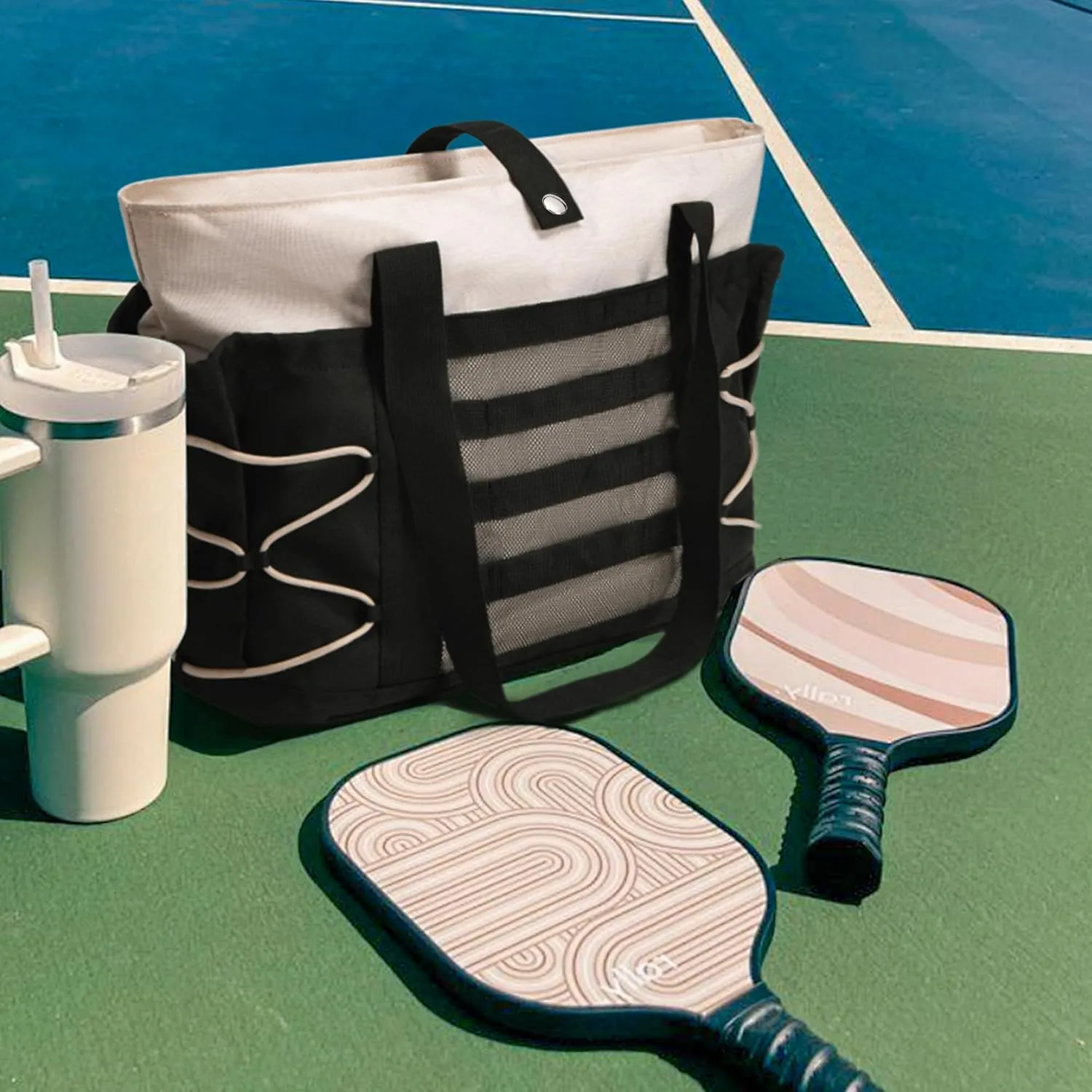 BOSTANTEN Travel Tote Bags for Women Foldable Beach Bag Waterproof Zipper Gym Sports Shopping Bag Trolley Sleeve