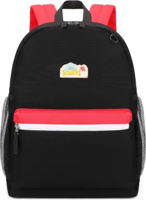 Boys Backpack for School Kids 15 inch Bookbag for Kindergarten Boy 4-6 (Black and Red)