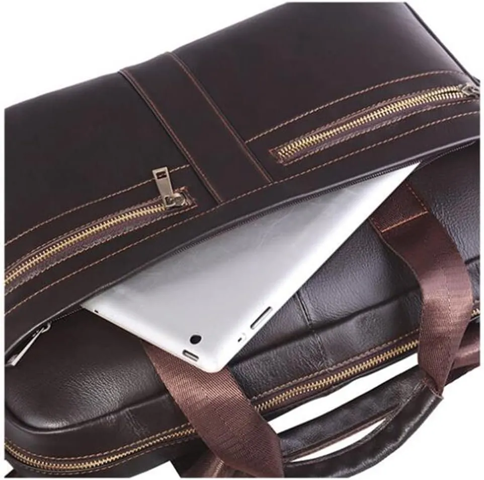 Briefcase Male Layer Cowhide Crossbody Bag Large Capacity Business Travel Handbag Multifunctional