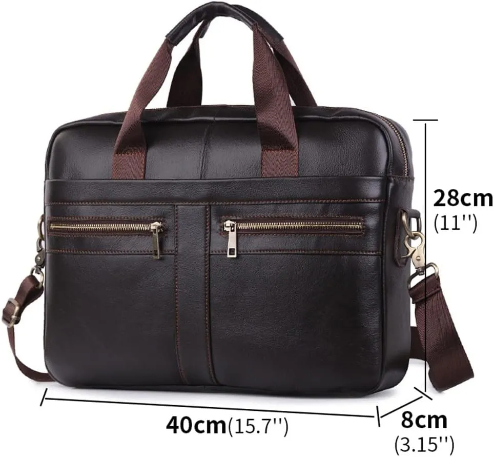Briefcase Male Layer Cowhide Crossbody Bag Large Capacity Business Travel Handbag Multifunctional