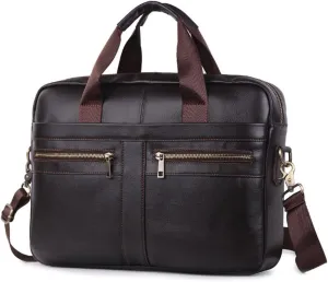 Briefcase Male Layer Cowhide Crossbody Bag Large Capacity Business Travel Handbag Multifunctional