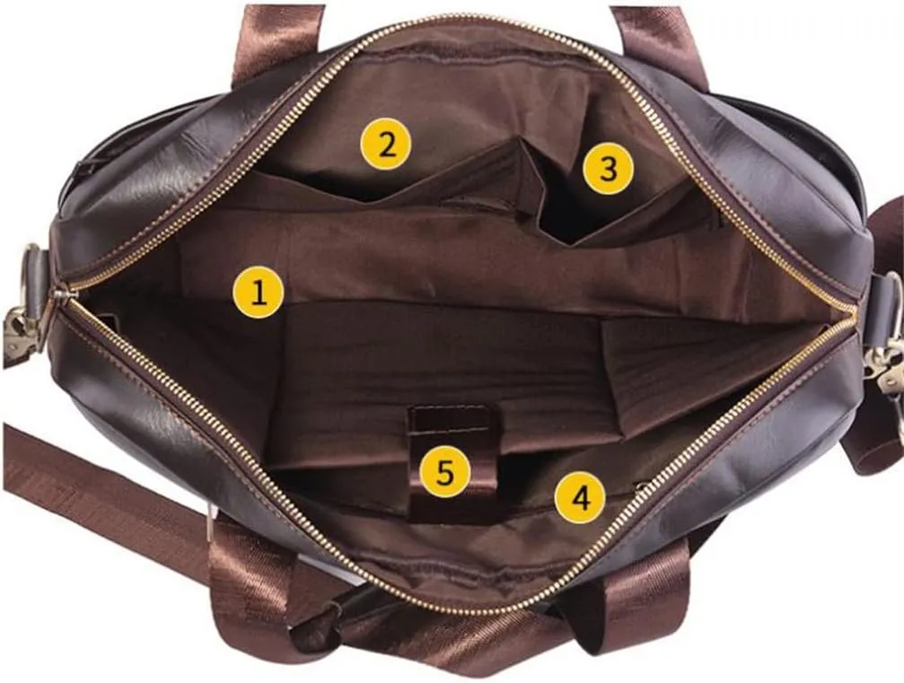 Briefcase Male Layer Cowhide Crossbody Bag Large Capacity Business Travel Handbag Multifunctional
