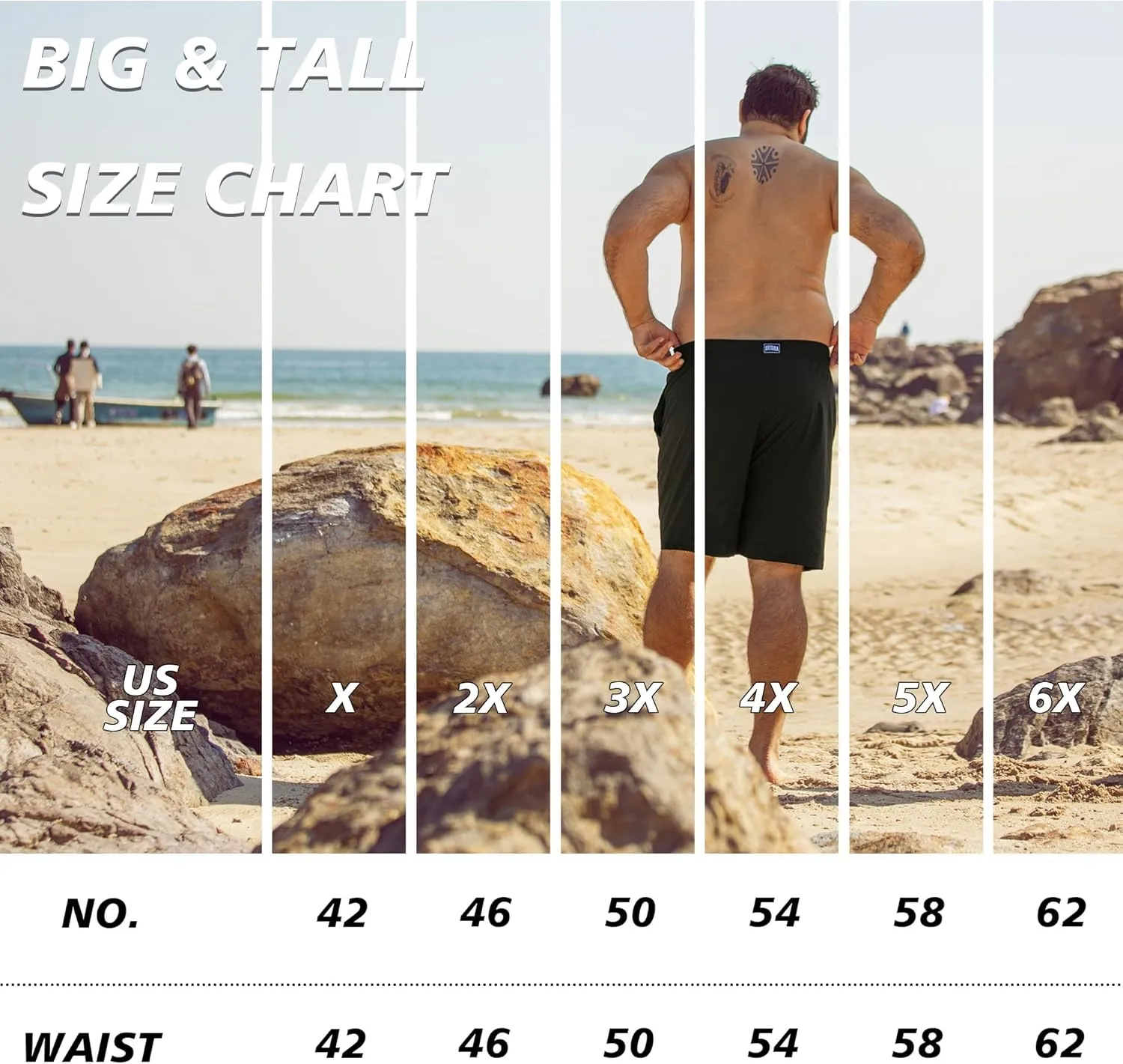 BRISIRA Big and Tall Swim Trunks for Men Bathing Suit with Mesh Lining Quick Dry Board Shorts Beach Swimsuit Pocket