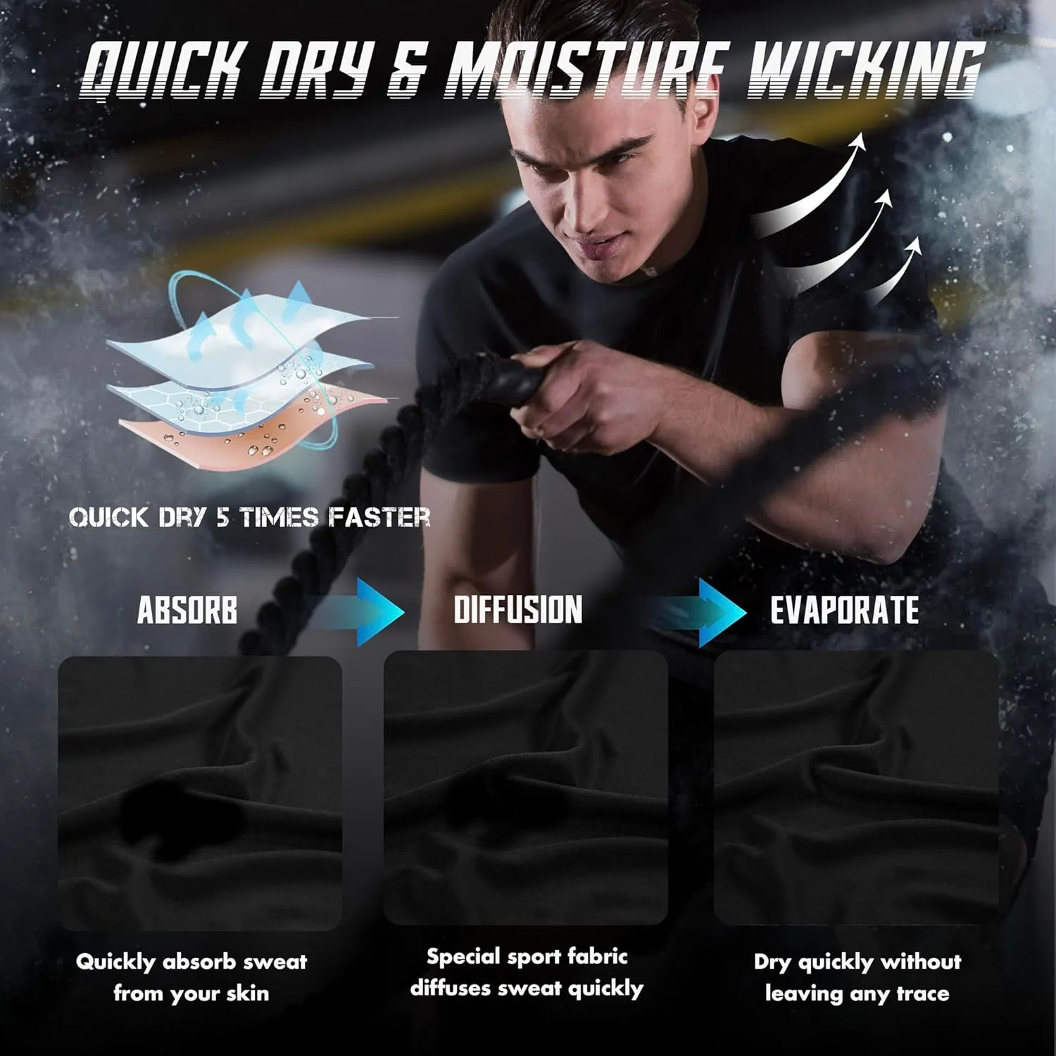 BRISIRA Coolmax Cooling Workout Shirts for Men Quick Dry Moisture Wicking Gym Tshirts Athletic Active Short Sleeve Tees