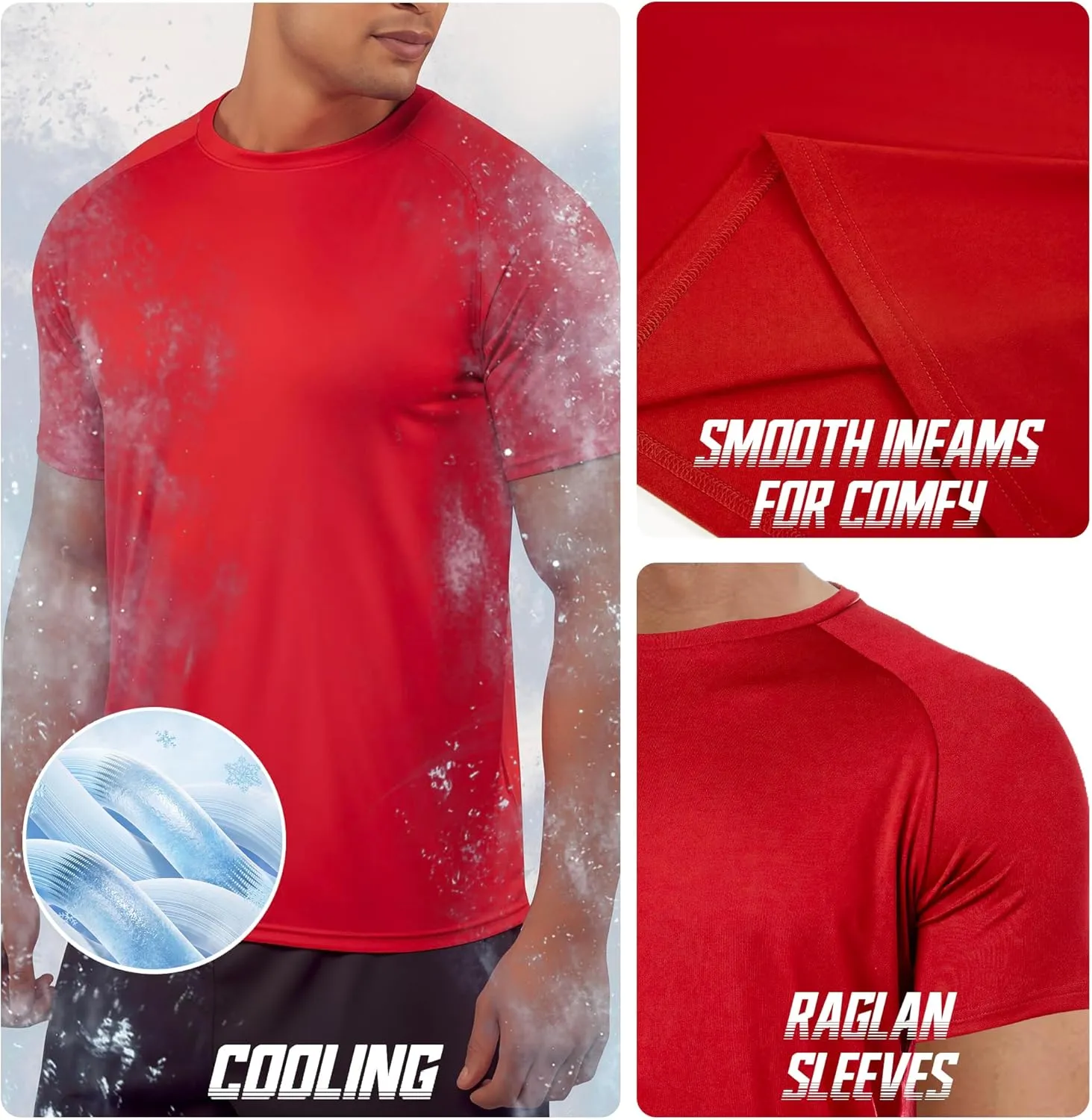 BRISIRA Coolmax Cooling Workout Shirts for Men Quick Dry Moisture Wicking Gym Tshirts Athletic Active Short Sleeve Tees