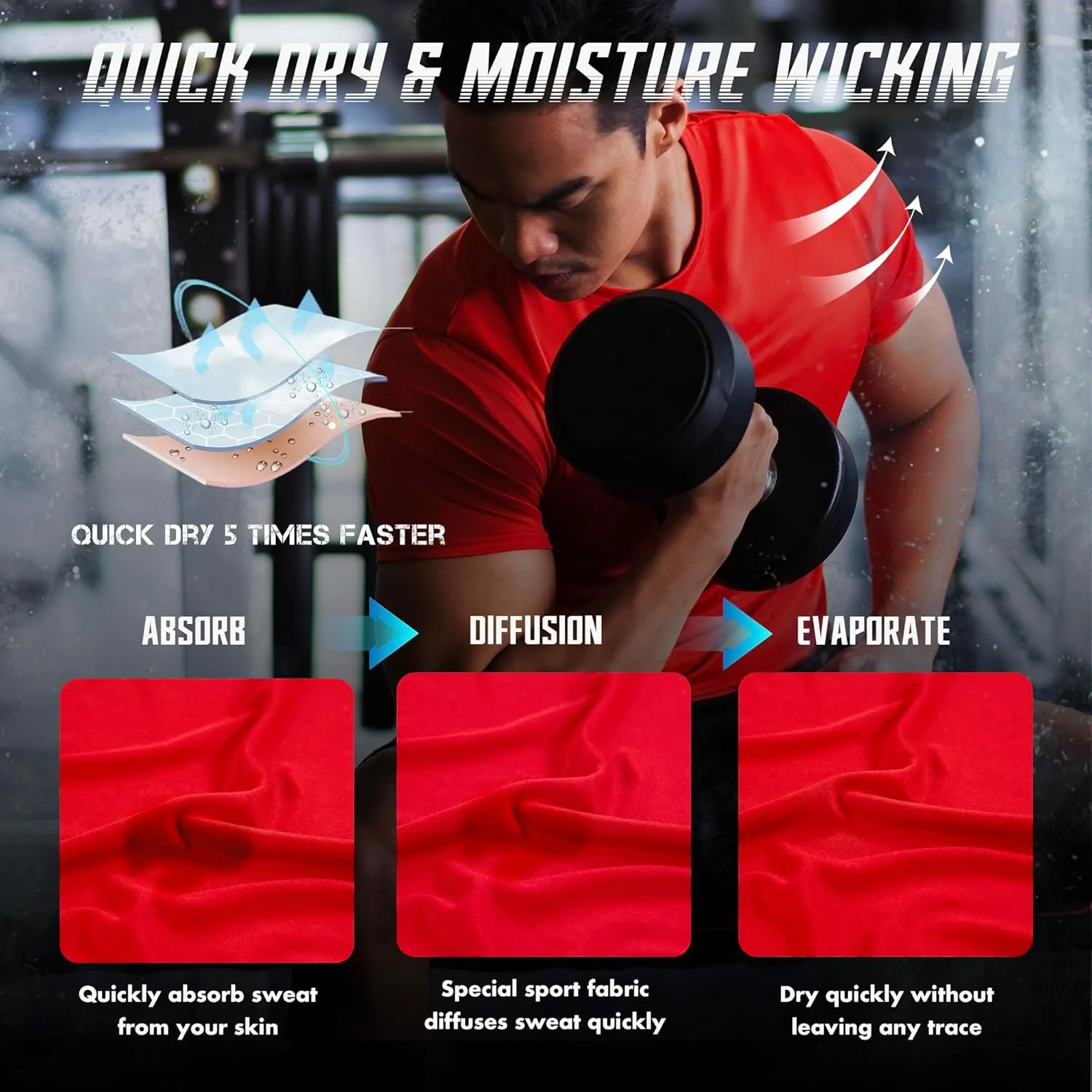 BRISIRA Coolmax Cooling Workout Shirts for Men Quick Dry Moisture Wicking Gym Tshirts Athletic Active Short Sleeve Tees