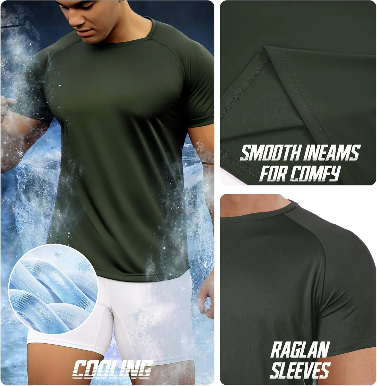 BRISIRA Coolmax Cooling Workout Shirts for Men Quick Dry Moisture Wicking Gym Tshirts Athletic Active Short Sleeve Tees