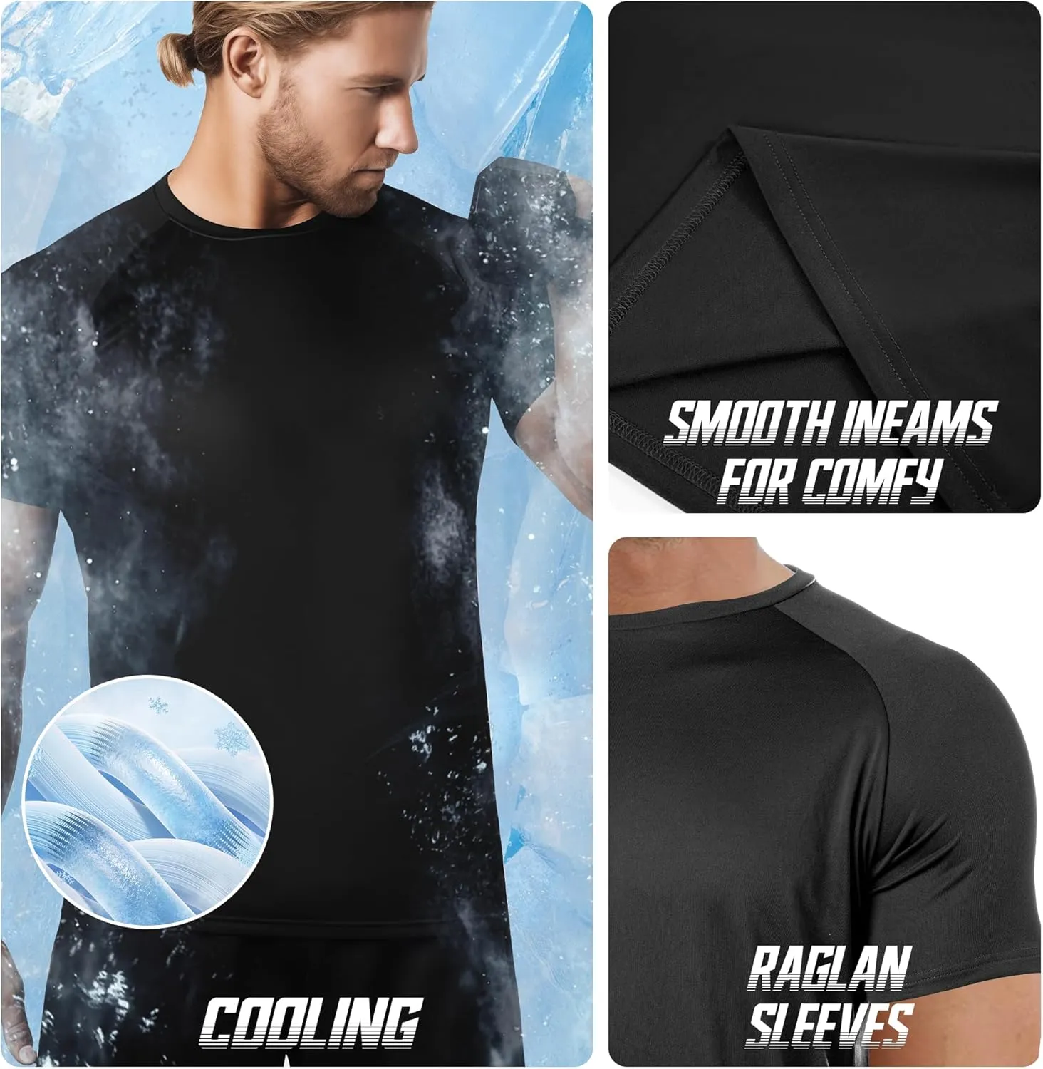 BRISIRA Coolmax Cooling Workout Shirts for Men Quick Dry Moisture Wicking Gym Tshirts Athletic Active Short Sleeve Tees