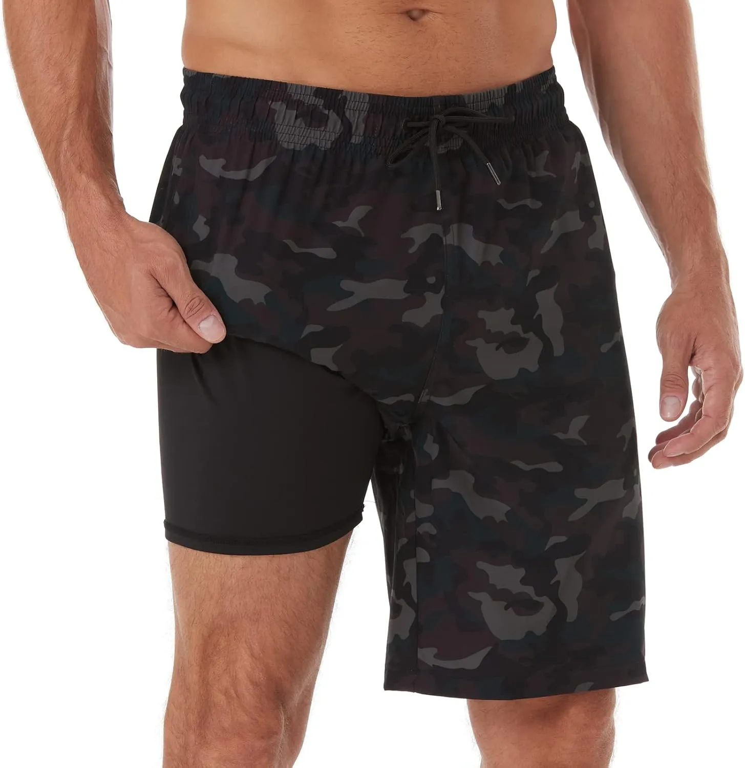 BRISIRA Mens Swim Trunks 9 Inch Inseam Board Shorts with Compression Liner Swimsuit Bathing Suit Quick Dry Cargo Pocket