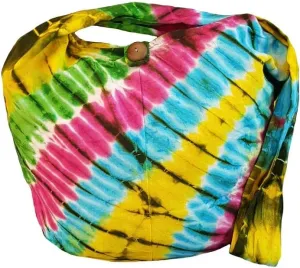 BTP! Tie Dye Sling Crossbody Shoulder Bag Purse Cotton Bohemian - Rainbow VF13