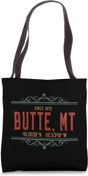 Butte Montana USA Vintage Novelty Souvenir Tote Bag