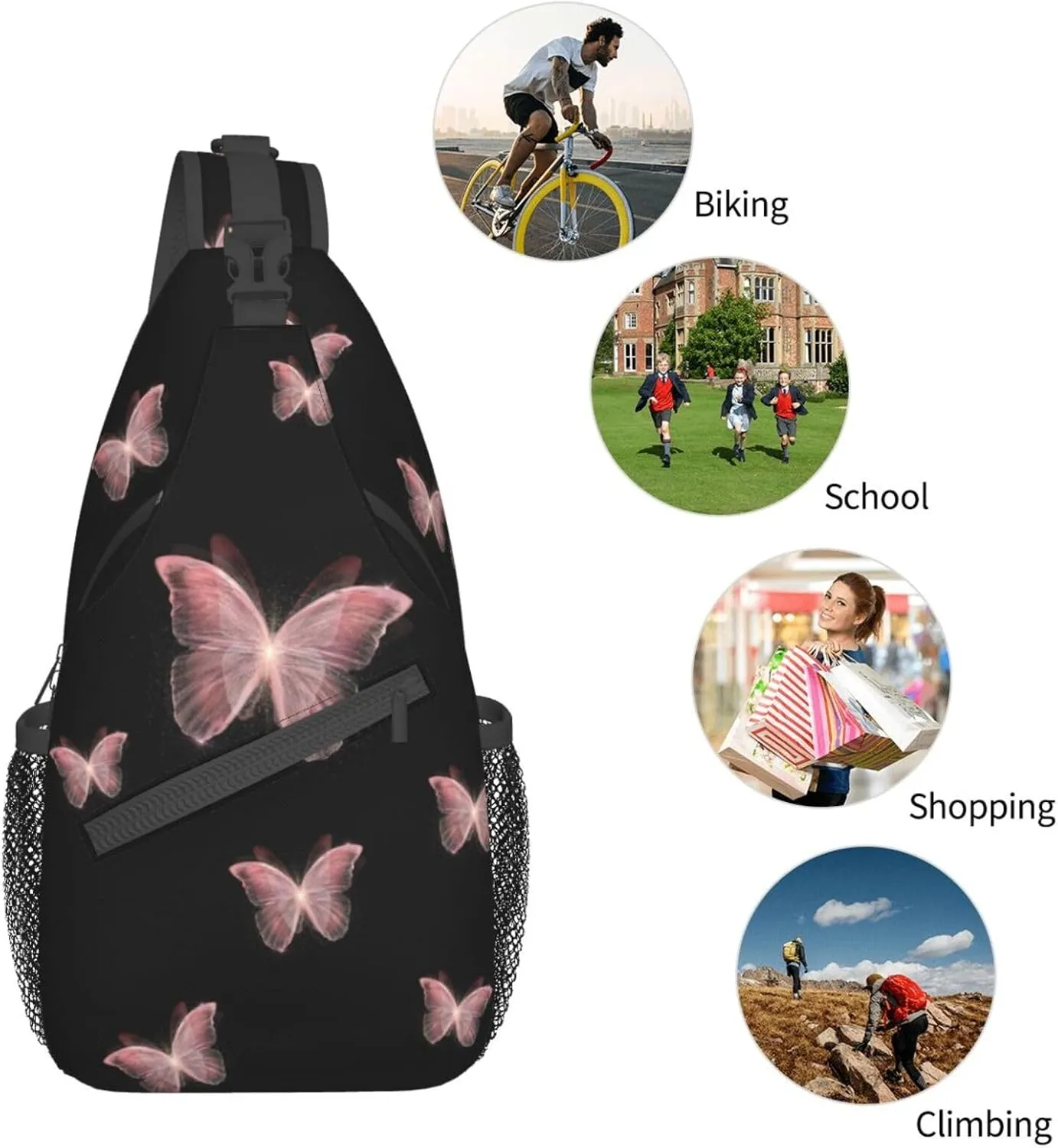Butterfly Crossbody Bag Women Shoulder Bag Backpack Cute Sling Bag Chest Casual Daypack for Outdoor