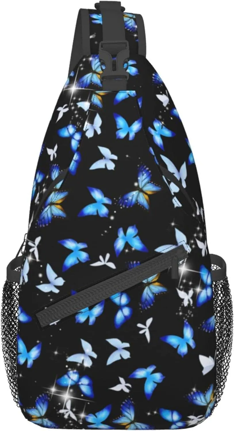 Butterfly Sling Bag for Women,Crossbody Bag Men Multi Pockets Sling Backpack Shoulder Chest Bag for Travel Hiking Gym anti theft