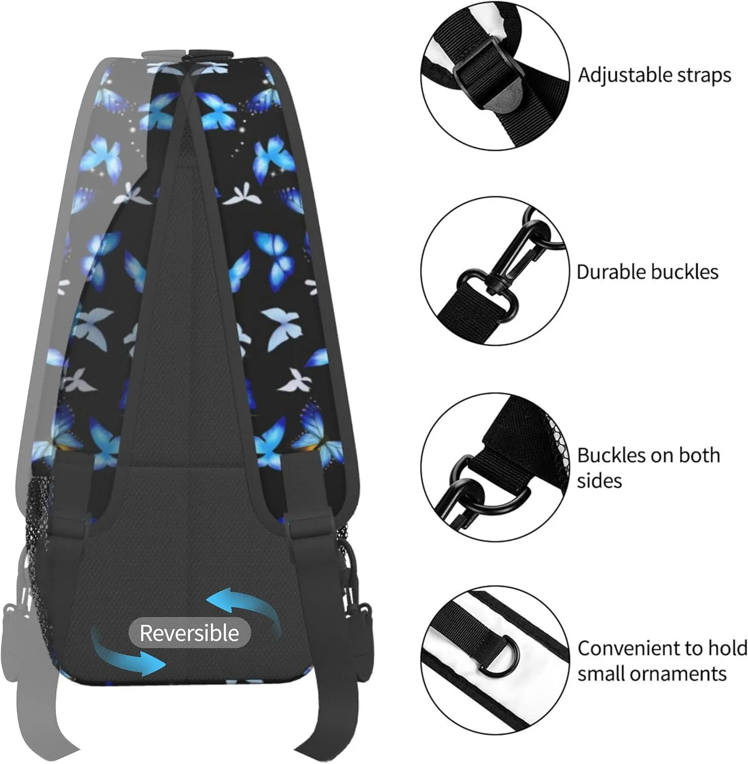 Butterfly Sling Bag for Women,Crossbody Bag Men Multi Pockets Sling Backpack Shoulder Chest Bag for Travel Hiking Gym anti theft