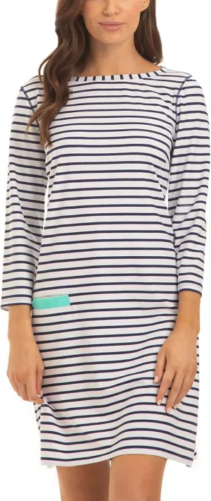 Cabana Life Shift Dress, UPF 50  Sun Protection Casual Dress, Boat Neckline, Quarter Sleeve, Womens Fashion