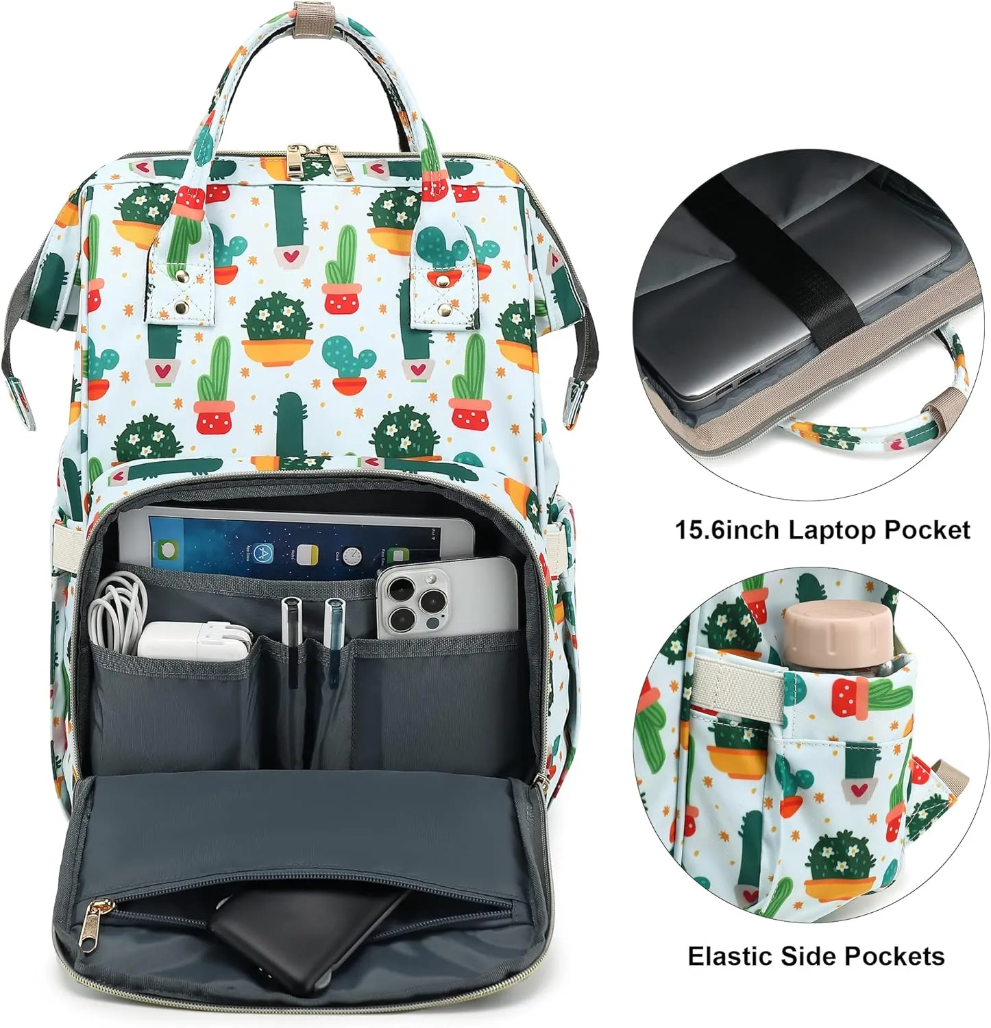 Cactus Laptop Backpack for Women Men, 15.6 inch College School Backpack Bookbag for Work/School/Travel/Business