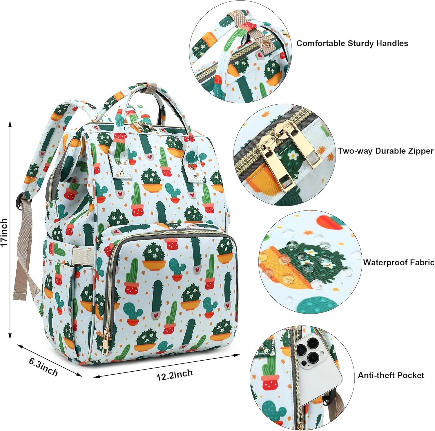 Cactus Laptop Backpack for Women Men, 15.6 inch College School Backpack Bookbag for Work/School/Travel/Business