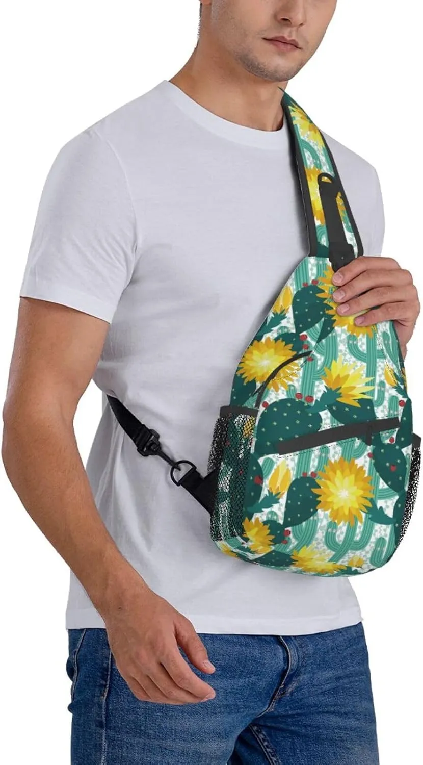 Cactus Plants Crossbody Bag Plants Shoulder Bag Backpack Cute Sling Bag Chest Casual Daypack for Outdoor