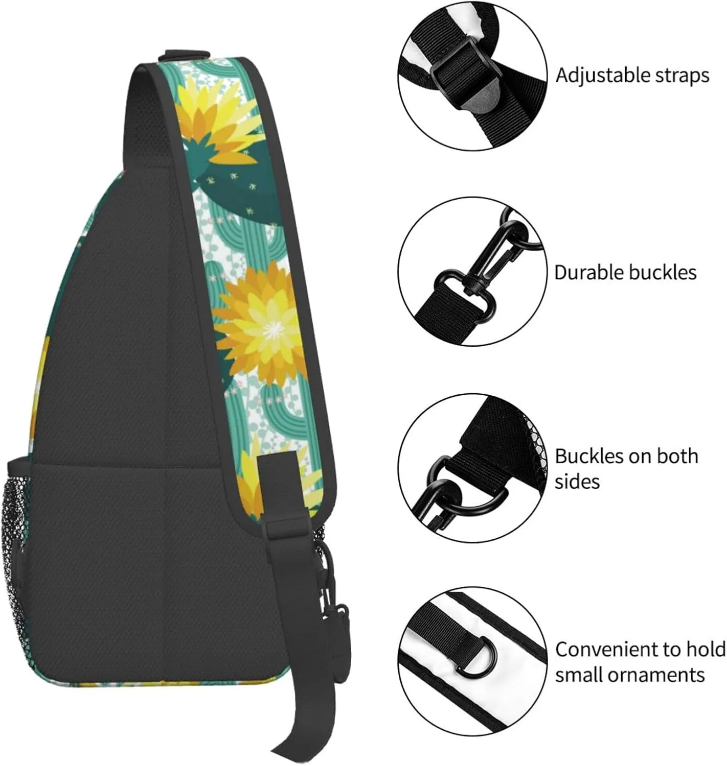 Cactus Plants Crossbody Bag Plants Shoulder Bag Backpack Cute Sling Bag Chest Casual Daypack for Outdoor