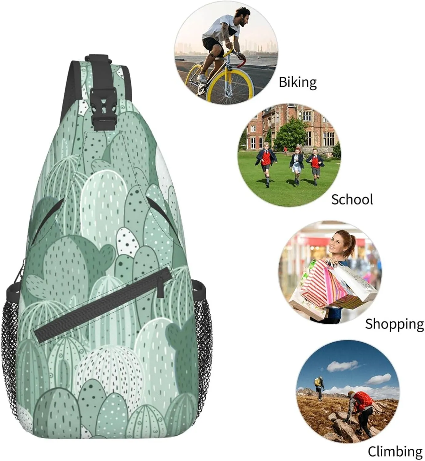 Cactus Plants Crossbody Bag Plants Shoulder Bag Backpack Cute Sling Bag Chest Casual Daypack for Outdoor