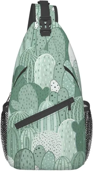 Cactus Plants Crossbody Bag Plants Shoulder Bag Backpack Cute Sling Bag Chest Casual Daypack for Outdoor