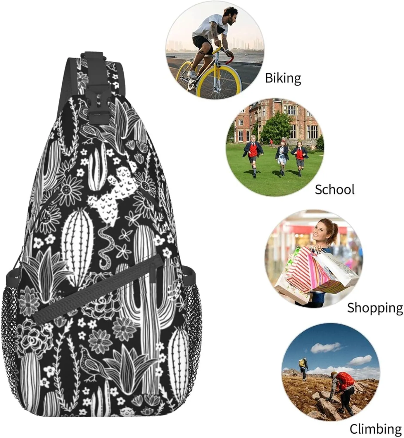 Cactus Plants Crossbody Bag Plants Shoulder Bag Backpack Cute Sling Bag Chest Casual Daypack for Outdoor
