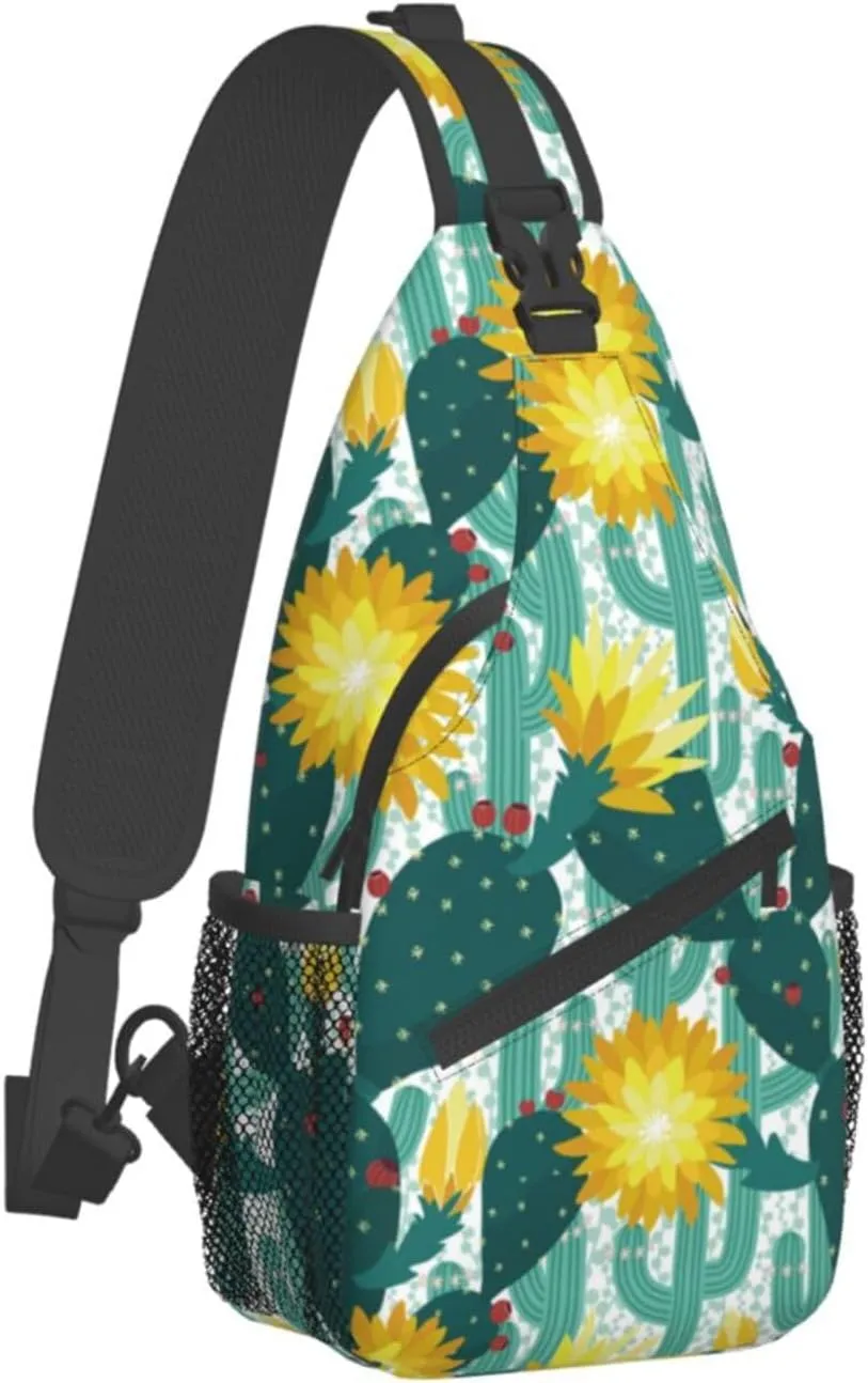 Cactus Plants Crossbody Bag Plants Shoulder Bag Backpack Cute Sling Bag Chest Casual Daypack for Outdoor