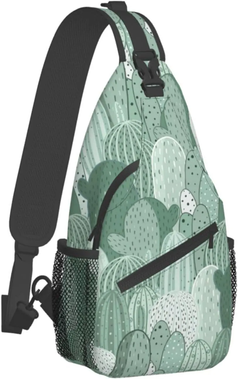 Cactus Plants Crossbody Bag Plants Shoulder Bag Backpack Cute Sling Bag Chest Casual Daypack for Outdoor