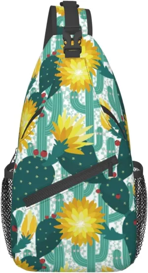 Cactus Plants Crossbody Bag Plants Shoulder Bag Backpack Cute Sling Bag Chest Casual Daypack for Outdoor