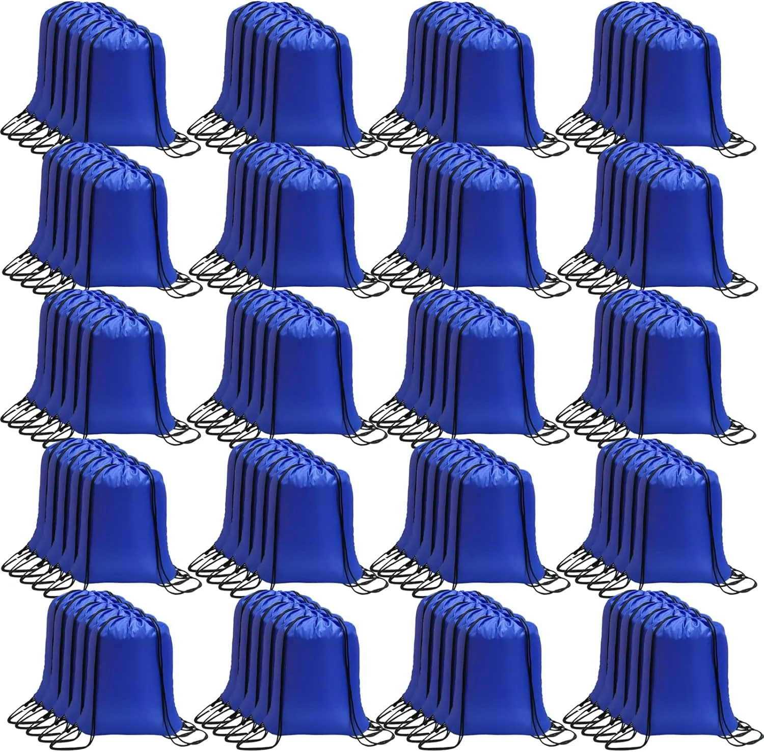 CAIHONG 100 Pcs Drawstring Backpack Bulk Drawstring Bags Cinch Sack for Gym, Yoga, Shopping, Sports, Hiking or Gifts for Women and Men, Royalblue